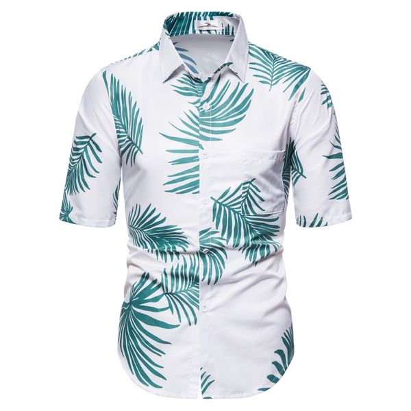 shirt for man hawaiian style print short sleeve slim male fashion personality beach blouse summer new 2020, White;black
shirt for man hawaiian style print short sleeve slim male fashion personality beach blouse summer new 2020, White;black