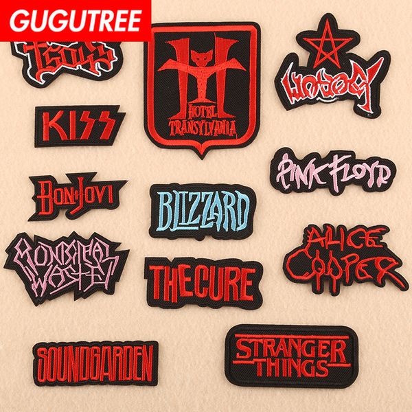 gugutree one set embroidery letter patch animal patches badges applique patches for clothing dk-84, Black