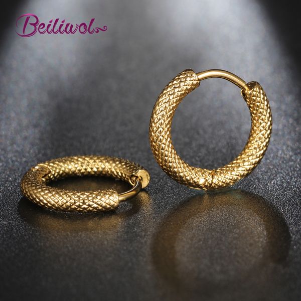 beiliwol punk rock hoop earrings for women gold-color titanium steel small silver color earings not allergic fashion gift, Golden
beiliwol punk rock hoop earrings for women gold-color titanium steel small silver color earings not allergic fashion gift, Golden