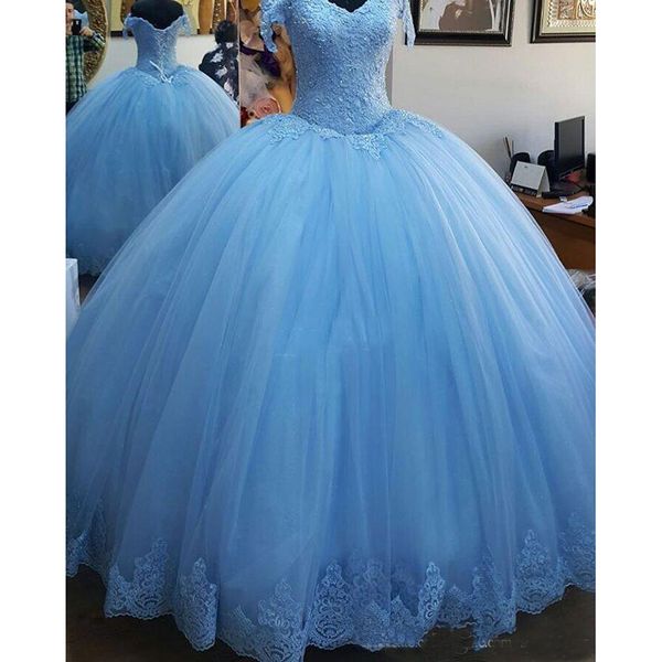 Off Shoulder Beaded Lace Applique Sweet 16 Prom Dresses Ice Blue Ball Gown Quinceanera Dresses vestidos de quinceanera Evening Gowns
Off Shoulder Beaded Lace Applique Sweet 16 Prom Dresses Ice Blue Ball Gown Quinceanera Dresses vestidos de quinceanera Evening Gowns