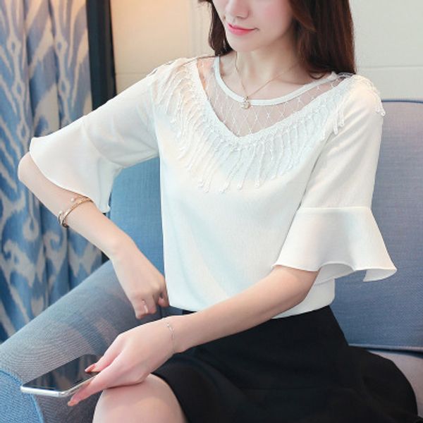 2019 summer wear new style korean-style loose-fit slimming chiffon tassel lace large size dress shirt, White
2019 summer wear new style korean-style loose-fit slimming chiffon tassel lace large size dress shirt, White