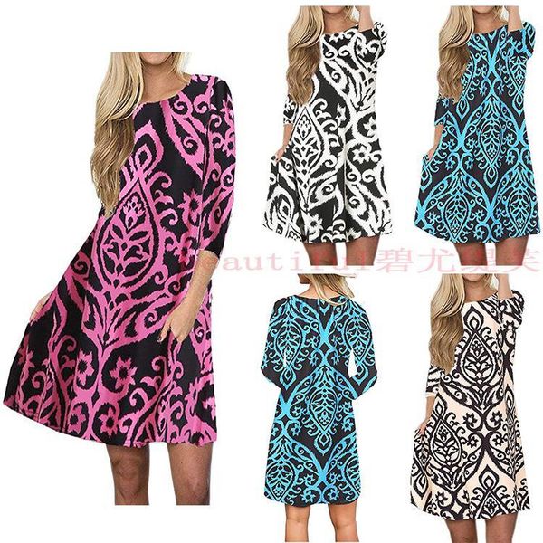 2019 women autumn winter printting crew neck elastic waist cotton dresses lady elegant skirt ing, Black;gray
2019 women autumn winter printting crew neck elastic waist cotton dresses lady elegant skirt ing, Black;gray