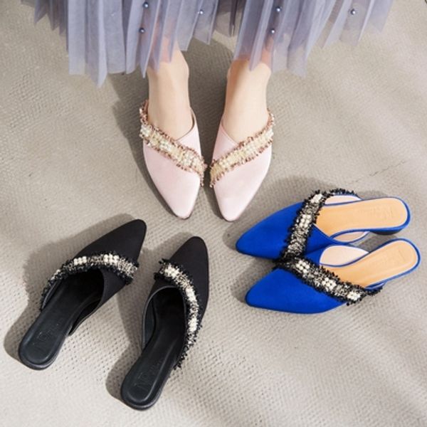 fairy style slippers women wear 2020 new summer fashion pearl color matching wild head muller shoes, Black
fairy style slippers women wear 2020 new summer fashion pearl color matching wild head muller shoes, Black