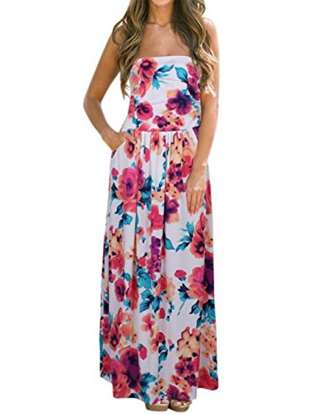 glorystar women's summer boho strapless midi dresses high waist vintage floral print maxi long dress with pockets, Black;gray
glorystar women's summer boho strapless midi dresses high waist vintage floral print maxi long dress with pockets, Black;gray