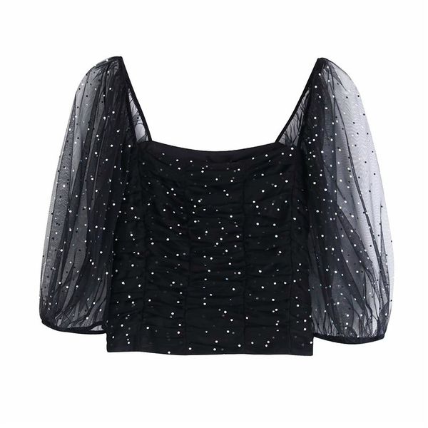 women's blouses & shirts women organza sequined slim sheer shirt female casual stylish chic short blouse, White
women's blouses & shirts women organza sequined slim sheer shirt female casual stylish chic short blouse, White