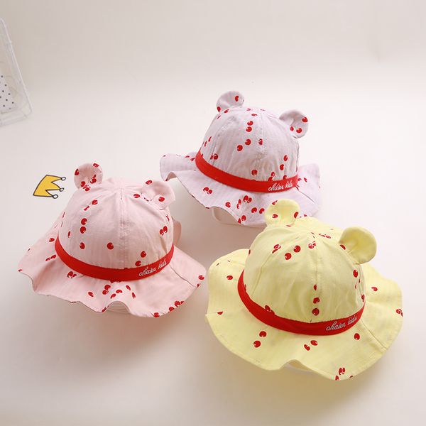 baby spring and summer fisherman hat thin sun hat girl sunscreen cute, Yellow