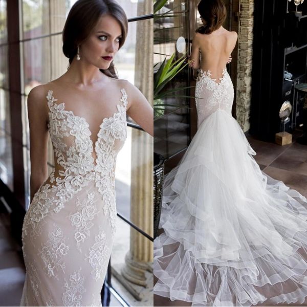 2019 vintage lace wedding dresses with detachable skirt mermaid wedding gowns backless plunging neckline bridal gowns, White
2019 vintage lace wedding dresses with detachable skirt mermaid wedding gowns backless plunging neckline bridal gowns, White