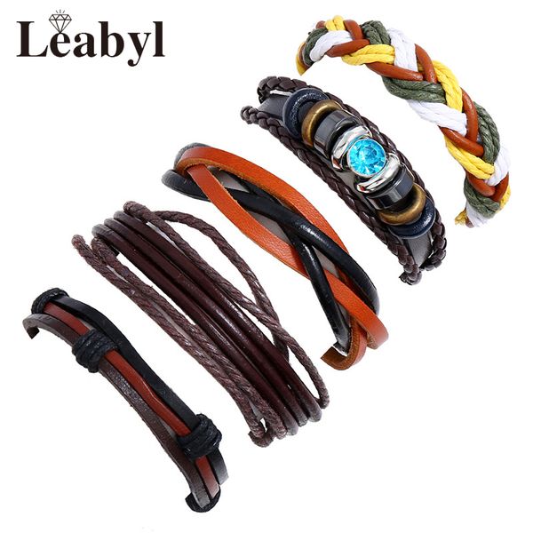 leabyl casual classic multi color braided rope leather strap vintage bracelet set cow leather wrap men punk bracelet 5 psc/set, Golden;silver
leabyl casual classic multi color braided rope leather strap vintage bracelet set cow leather wrap men punk bracelet 5 psc/set, Golden;silver