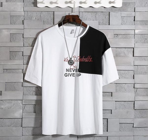 never give up male t-shirt tide design crew neck shorts sleeve patchwork letter print t-shirts, White;black
never give up male t-shirt tide design crew neck shorts sleeve patchwork letter print t-shirts, White;black