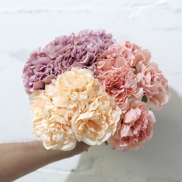 5 head rose pink silk peony artificial flowers hydrangea bridal bouquet for wedding home decoration party fake flower faux
5 head rose pink silk peony artificial flowers hydrangea bridal bouquet for wedding home decoration party fake flower faux
