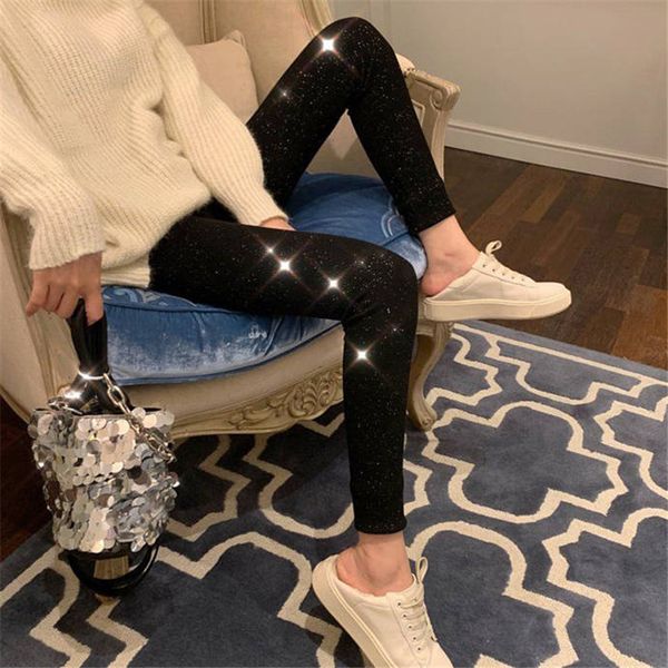 women's leggings women high-waist bright silk pencil pants female solid color slim knitted trousers mom fashion plus size elastic botto, Black
women's leggings women high-waist bright silk pencil pants female solid color slim knitted trousers mom fashion plus size elastic botto, Black