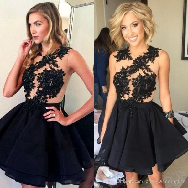 black sheer lace appliques homecoming dresses jewel neck lace applique see through short party cocktail party dresses short prom dress, Blue;pink
black sheer lace appliques homecoming dresses jewel neck lace applique see through short party cocktail party dresses short prom dress, Blue;pink