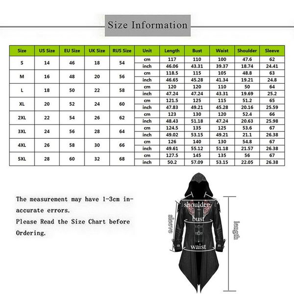 sfit хэллоуин hoody костюмы мужчин с длинным рукавом стимпанк куртка готика ласточкин хвост пальто косплей длинные убийца, Tan;black
sfit хэллоуин hoody костюмы мужчин с длинным рукавом стимпанк куртка готика ласточкин хвост пальто косплей длинные убийца, Tan;black