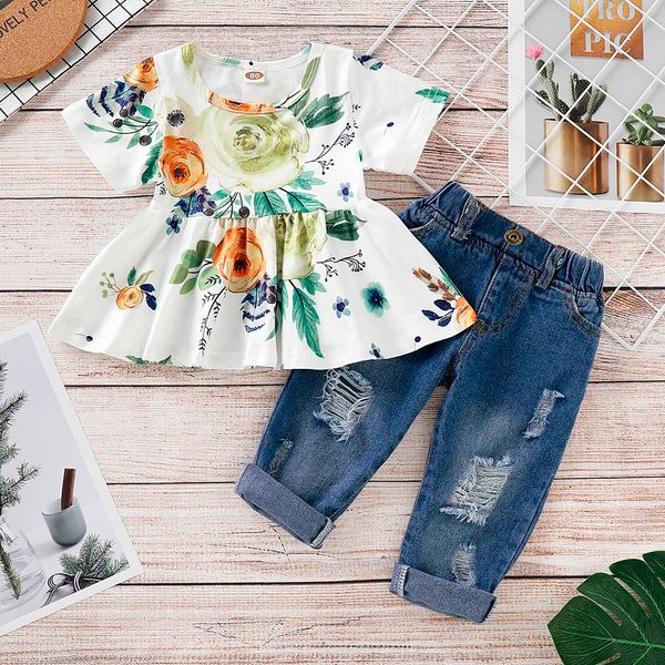 baby girl floral crop +hole denim pants jean toddler kid clothes girls boutique outfits set roupa de menina summer 2019, White
baby girl floral crop +hole denim pants jean toddler kid clothes girls boutique outfits set roupa de menina summer 2019, White