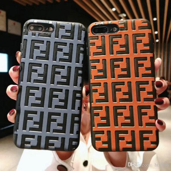 Embossed letter F phone case cover for iphone Xs max Xr X 7 7plus 8 8plus 6 6plus TPU soft side + hard back cover