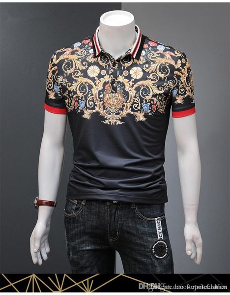 decoration floral with lion print man polo fashion lapel neck mens homme casual slim clothes, White;black
decoration floral with lion print man polo fashion lapel neck mens homme casual slim clothes, White;black