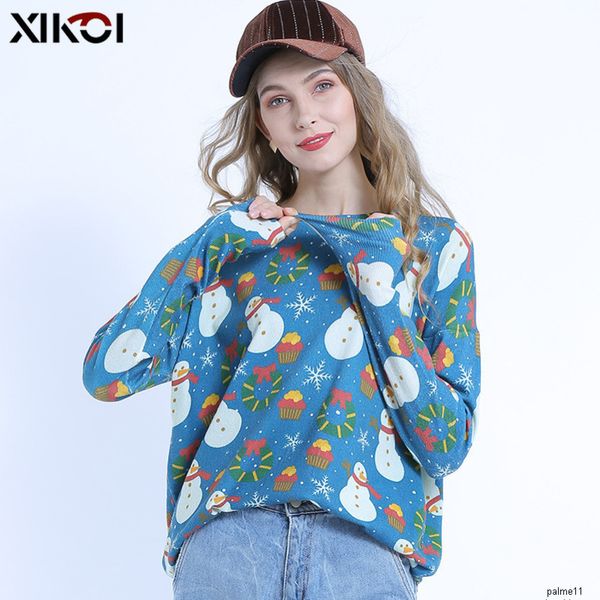 womens designer christmas sweater snowman print long sleeve pullover loose sweaterh, Black;brown
womens designer christmas sweater snowman print long sleeve pullover loose sweaterh, Black;brown