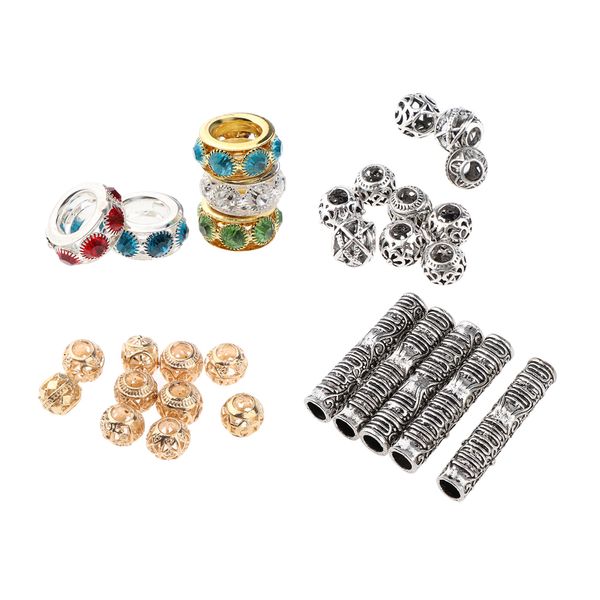 30pcs 4 kinds of hair dreadlocks beads tubes for braiding, beard, hair