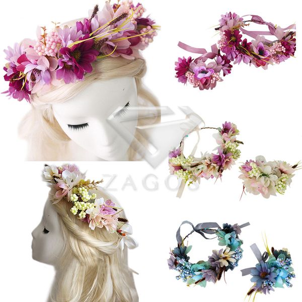 women's boho colorful flower fabric crown headband round wedding floral adjustable garland hs0025
women's boho colorful flower fabric crown headband round wedding floral adjustable garland hs0025