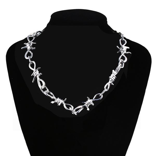 punk style thorns choker necklace harajuku streetwear barbed wire brambles flame padlock pendant necklace metal jewelry, Silver
punk style thorns choker necklace harajuku streetwear barbed wire brambles flame padlock pendant necklace metal jewelry, Silver