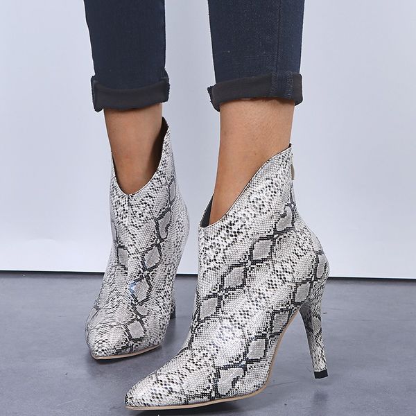 high heel ankle boots winter new snake pattern women shoes pointed toe zipper female short boots plus size, Black
high heel ankle boots winter new snake pattern women shoes pointed toe zipper female short boots plus size, Black