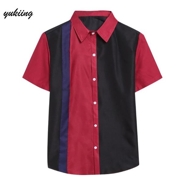 men's casual shirts 2021 summer fashion color collision short sleeve thin shirt lapel plaid button section man, White;black 
men's casual shirts 2021 summer fashion color collision short sleeve thin shirt lapel plaid button section man, White;black