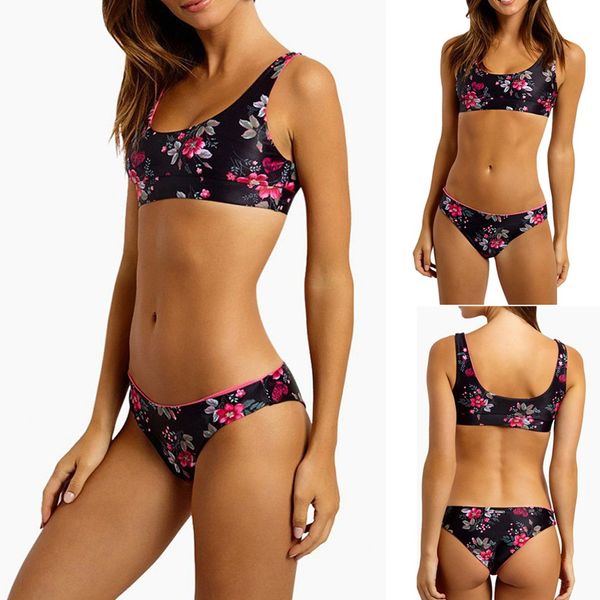 fashion 2019 summer women push-up padded bra beach halter bikini set mid waist two pieces swimsuit vintage printed swimwear, White;black
fashion 2019 summer women push-up padded bra beach halter bikini set mid waist two pieces swimsuit vintage printed swimwear, White;black