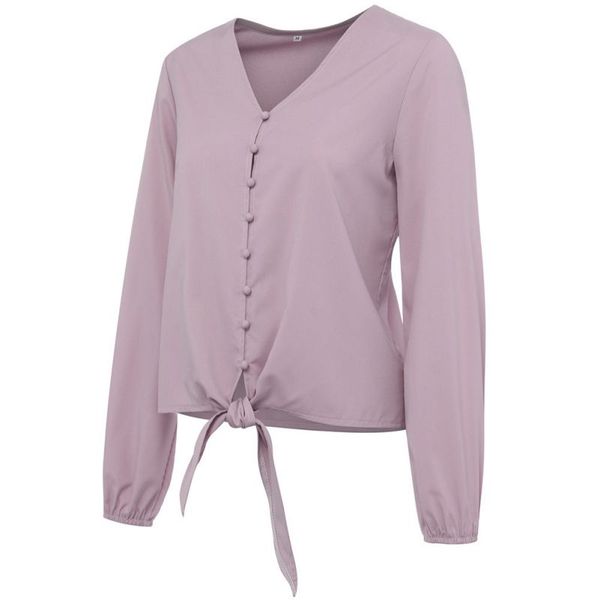 women casual v-neck summer sweet long sleeved solid color strap loose bottoming blouse t2, White
women casual v-neck summer sweet long sleeved solid color strap loose bottoming blouse t2, White