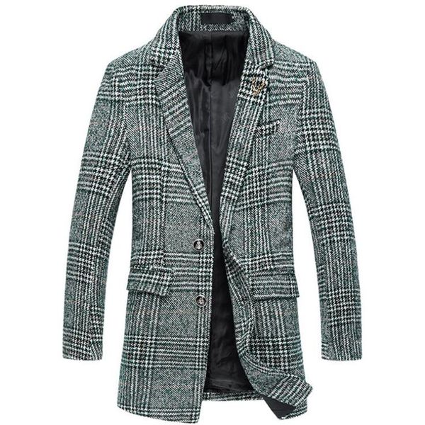 male wool jacket 2019 mens plaid long slim fit blends coat two buttons winter blazer collar england style clothes plus size 5xl, Black
male wool jacket 2019 mens plaid long slim fit blends coat two buttons winter blazer collar england style clothes plus size 5xl, Black