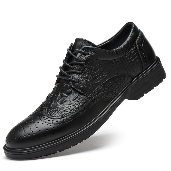 genuine leather hollow classic derby men's dress shoes breathable casual business brogues suit shoes, Black
genuine leather hollow classic derby men's dress shoes breathable casual business brogues suit shoes, Black