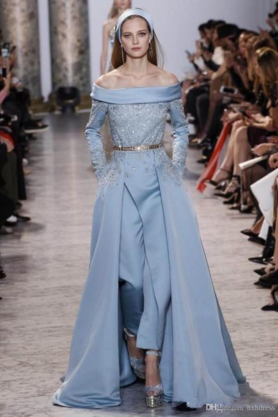 2019 latest jumpsuit evening dresses bateau neck long sleeve prom dress lace applique sash overskirts custom made formal party gowns, Black;red
2019 latest jumpsuit evening dresses bateau neck long sleeve prom dress lace applique sash overskirts custom made formal party gowns, Black;red