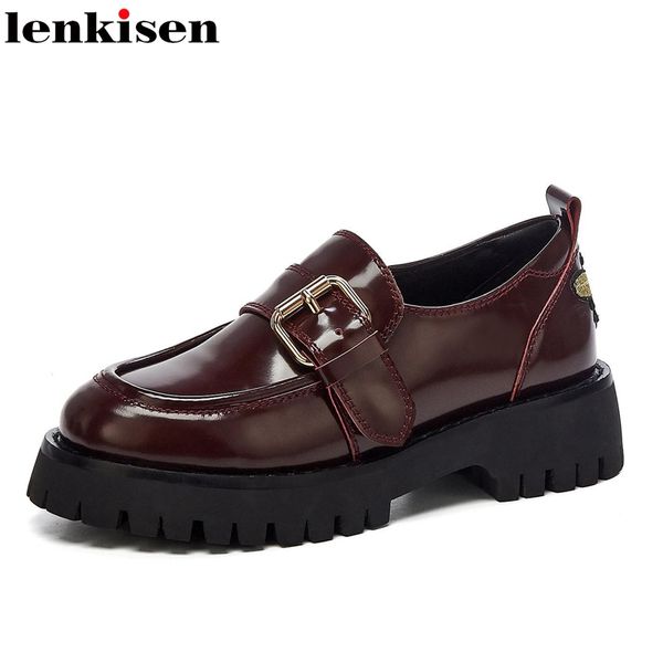 lenkisen 2020 british school real leather round toe med heels wedges thick bottom metal fasteners slip on high fashion pumps l82, Black
lenkisen 2020 british school real leather round toe med heels wedges thick bottom metal fasteners slip on high fashion pumps l82, Black