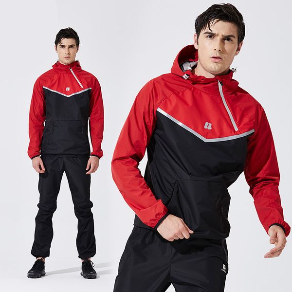men sauna suit set sport hooded sport gym jackets and pants suit quick dry running training sweating suits for workouts, Black;blue
men sauna suit set sport hooded sport gym jackets and pants suit quick dry running training sweating suits for workouts, Black;blue