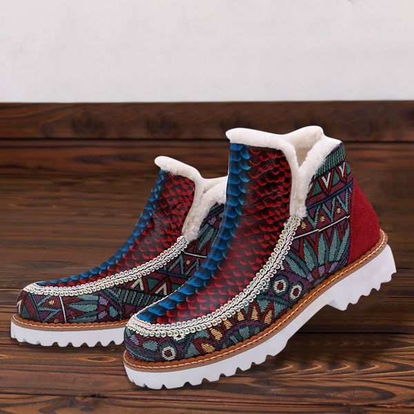 ethnic hand-colored stitching boot autumn women leather floral low heel casual ankle booties with plush inside plus size, Black
ethnic hand-colored stitching boot autumn women leather floral low heel casual ankle booties with plush inside plus size, Black