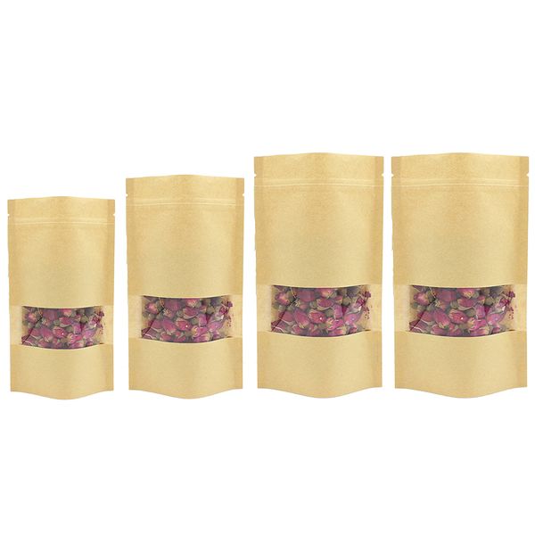 60pcs/set stand up kraft paper bag zip lock sealing with transparent window gift bag packages
60pcs/set stand up kraft paper bag zip lock sealing with transparent window gift bag packages