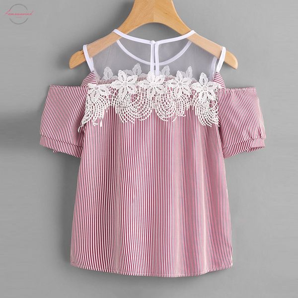 girl short sleeve off shoulder lace striped casual t shirt summer for women 2018 ap27, White
girl short sleeve off shoulder lace striped casual t shirt summer for women 2018 ap27, White