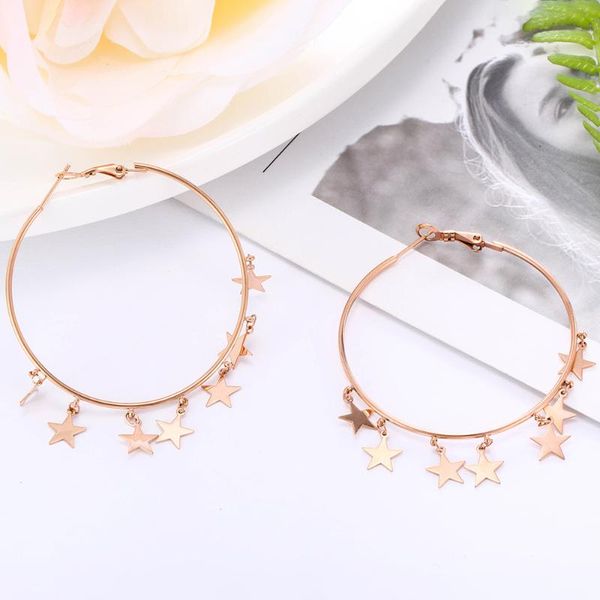 stars tassel hoop earrings stainless steel big exaggeration geometric circle rose gold for women fashion jewelry orecchini party, Golden;silver
stars tassel hoop earrings stainless steel big exaggeration geometric circle rose gold for women fashion jewelry orecchini party, Golden;silver