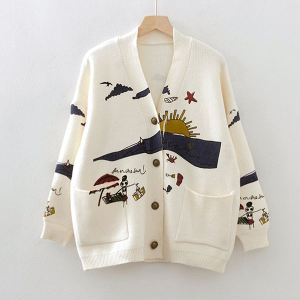 woman cardigan v-neck knitting sweater japanese mori girl long sleeve single breasted female sweaters 2019 autumn ladies clothes, White
woman cardigan v-neck knitting sweater japanese mori girl long sleeve single breasted female sweaters 2019 autumn ladies clothes, White