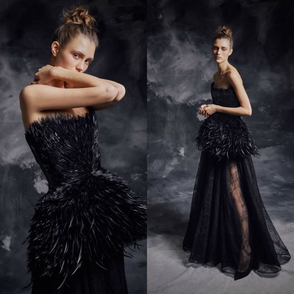 modest black a line evening prom dresses lace feather sleeveless strapless party dresses floor length robes de soirée
modest black a line evening prom dresses lace feather sleeveless strapless party dresses floor length robes de soirée