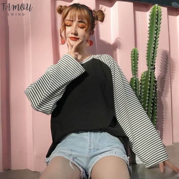 harajuku women t shirt striped casual long sleeve tee loose female spring autumn bottoming drop shipping, White
harajuku women t shirt striped casual long sleeve tee loose female spring autumn bottoming drop shipping, White