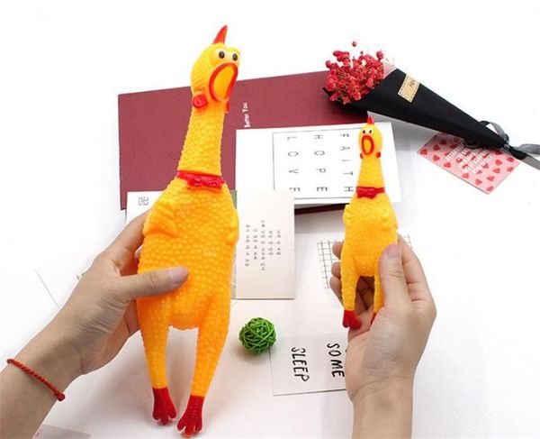 

17cm yellow rubber screaming chicken pet dog toy puppy chew squeak venting toys rubber dog toy