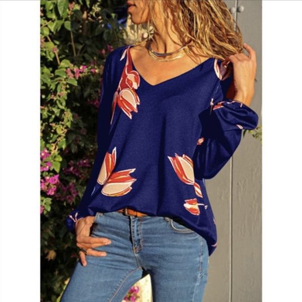 women t shirts summer new v neck leisure green blue loose leaf print long sleeve t-shirts blusa fashion female top, White
women t shirts summer new v neck leisure green blue loose leaf print long sleeve t-shirts blusa fashion female top, White