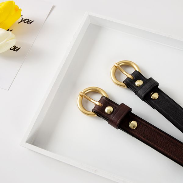 missnanda new ladies leather belt round buckle copper buckle pin thin belt punching first layer cowhide simple, Black;brown
missnanda new ladies leather belt round buckle copper buckle pin thin belt punching first layer cowhide simple, Black;brown