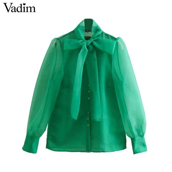 vadim women green organza blouse lantern sleeve bow tie collar stylish female casual shirt long solid blusas, White
vadim women green organza blouse lantern sleeve bow tie collar stylish female casual shirt long solid blusas, White