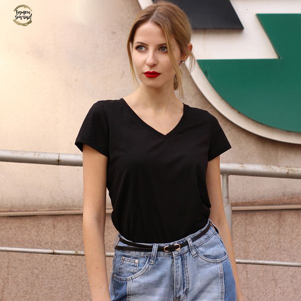 v-neck 15 candy color cotton basic t-shirt women plain simple t shirt for women short sleeve female 077, White
v-neck 15 candy color cotton basic t-shirt women plain simple t shirt for women short sleeve female 077, White