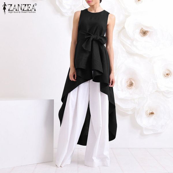 fashion asymmetrical women's summer blouse 2020 zanzea casual sleeveless blusas female solid chemise belted plus size tunic, White
fashion asymmetrical women's summer blouse 2020 zanzea casual sleeveless blusas female solid chemise belted plus size tunic, White