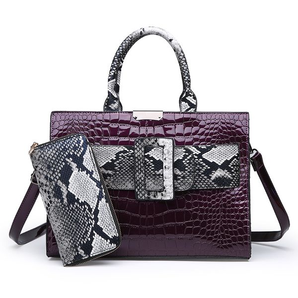 2pcs set women totes 2020 luxury designer brand square handbags snake skin print patent leather bags purse fashion crossbody bag
2pcs set women totes 2020 luxury designer brand square handbags snake skin print patent leather bags purse fashion crossbody bag