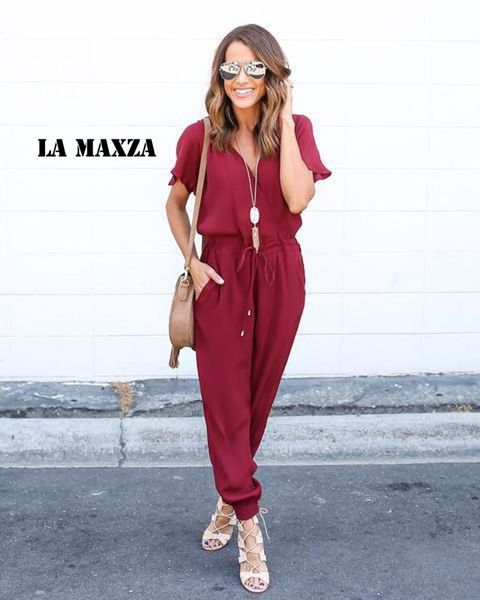 summer casual solid rompers womens jumpsuit short sleeve beach elastic waist oversized playsuit women clothes one piece, Black;white
summer casual solid rompers womens jumpsuit short sleeve beach elastic waist oversized playsuit women clothes one piece, Black;white