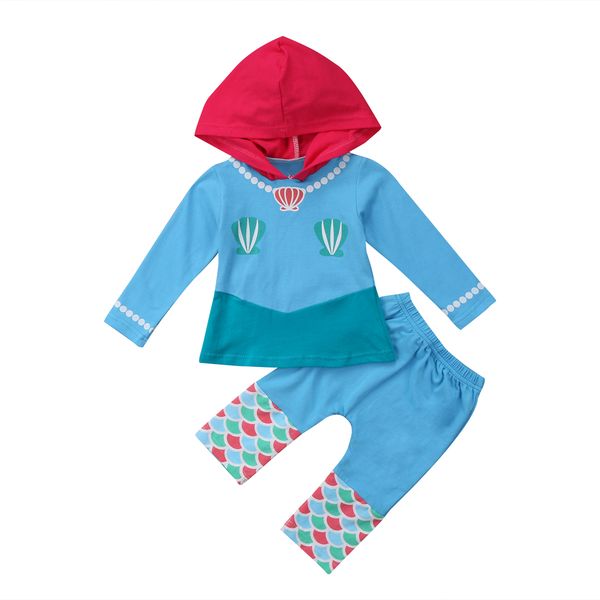 2018 fashion kids baby girls little mermaid hooded long pants outfit cute set clothes, White
2018 fashion kids baby girls little mermaid hooded long pants outfit cute set clothes, White