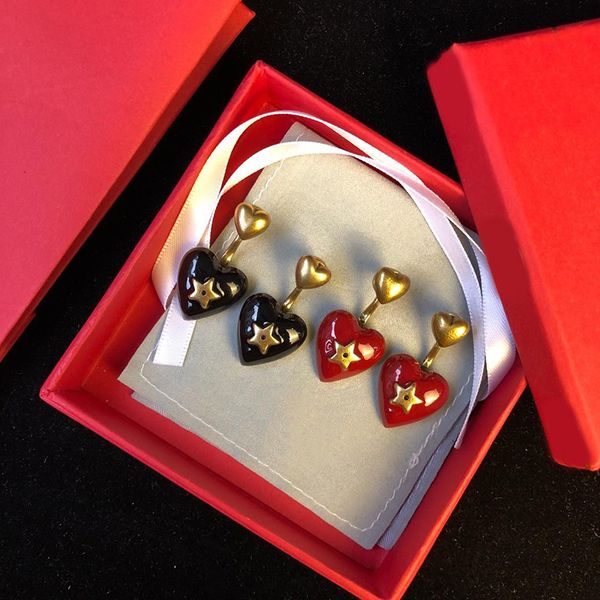 fashion brand lady stainless steel fashion titanium steel gold oyster sauce red black heart-shaped stars double earring, Golden;silver 
fashion brand lady stainless steel fashion titanium steel gold oyster sauce red black heart-shaped stars double earring, Golden;silver